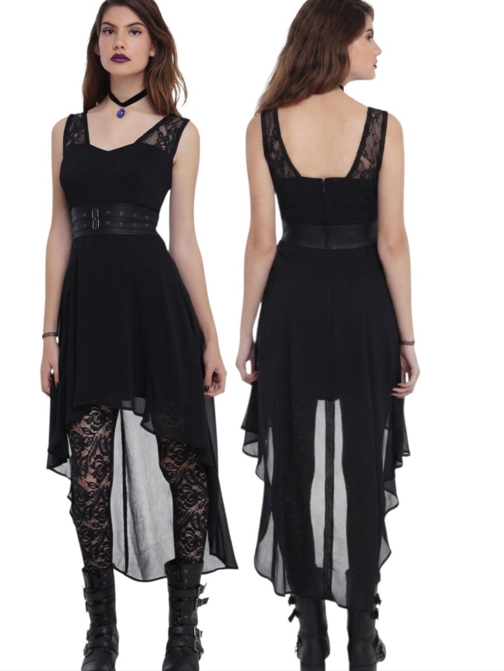 ROYAL BONES by TRIPP Black Chiffon Hi-Low Dress - Size M